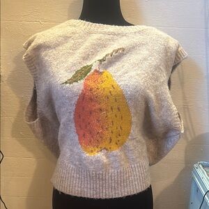 Women's Beige Sweater with Pear Design